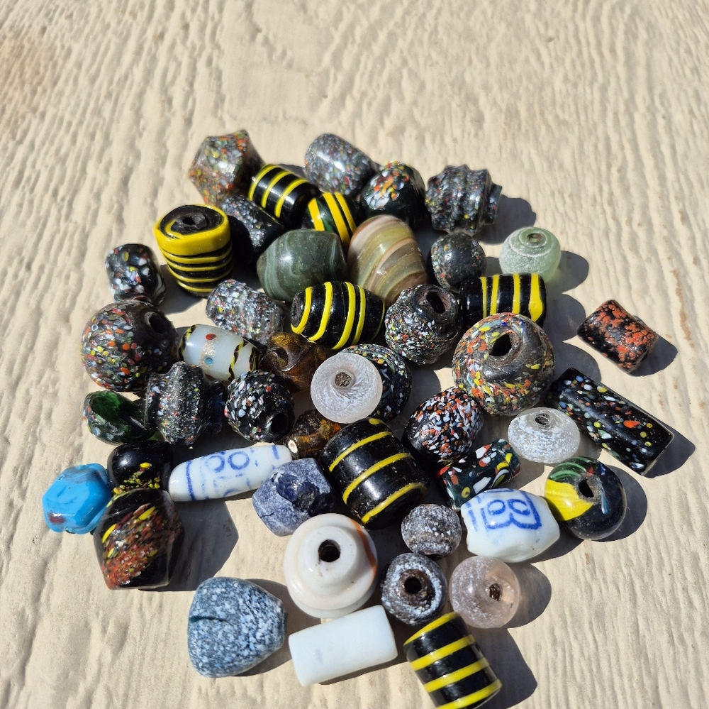 Lot of 36 Various Venetian Glass African Trade Beads Various Colors|Shapes|Sizes